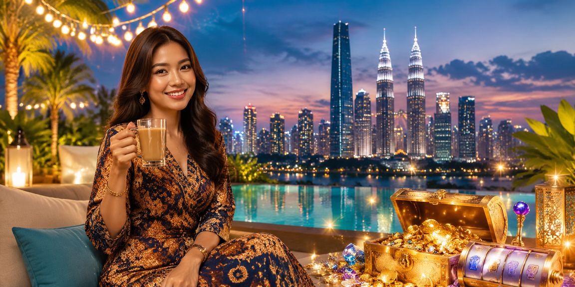Pemain Malaysia dari Kuala Lumpur menikmati permainan slot di f95zone dengan pakaian batik tradisional